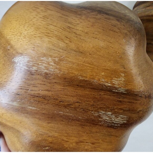 Vintage Monkey Pod Flower-Shaped Salad Bowl Set (Large + 6 Small Bowls) —1970s - Picture 15 of 16